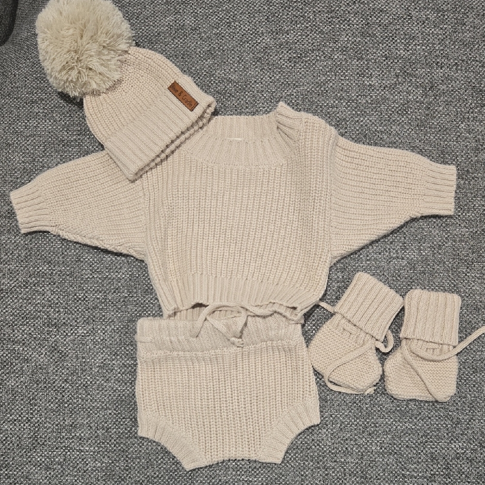 Cozy Cream Knit Kids Matching Set